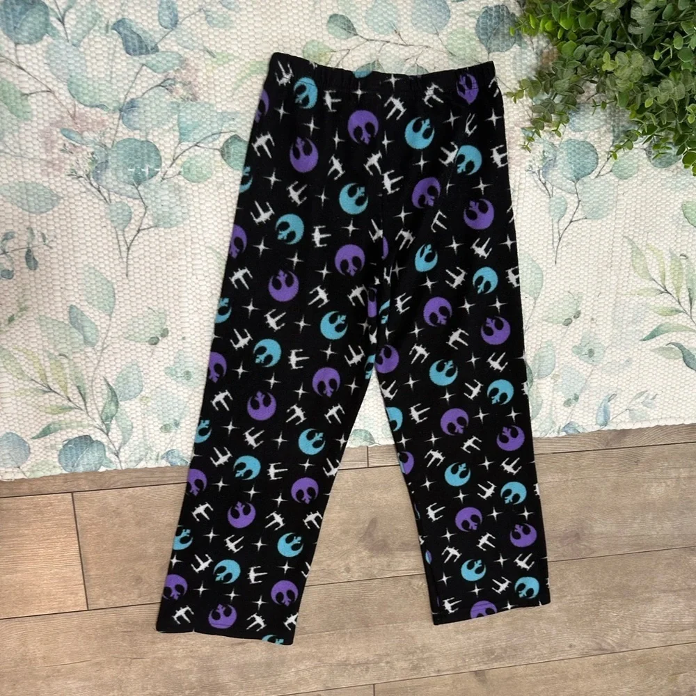 Star Wars Pajamas Pants Girls Size Medium Black Purple Star Wars Themed Bottoms